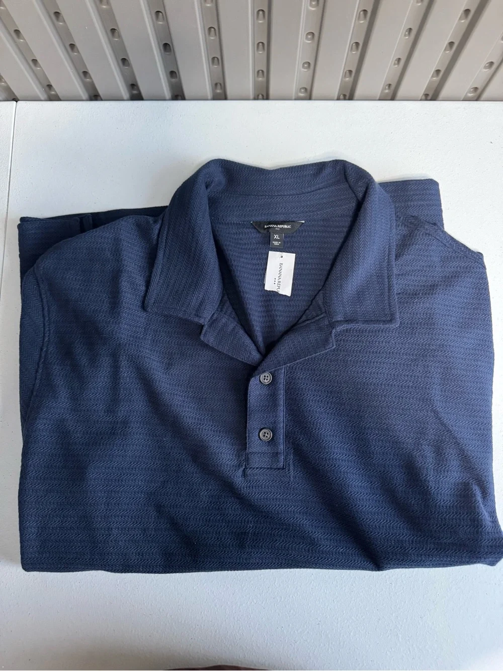 Banana Republic Textured Linen-Blend Polo - Blue